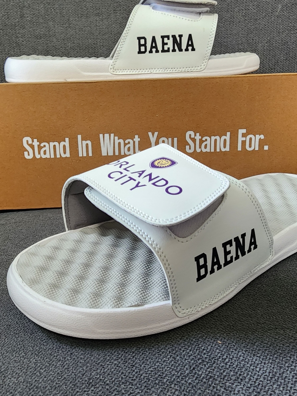 Ultra Violet ISlide White Sandals with Orlando City Accent
